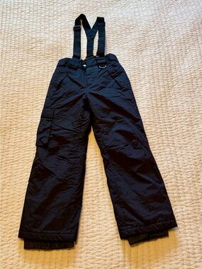 Sport Essentials Kids Black Ski Snow Pants Size 10 Adjustable Suspenders